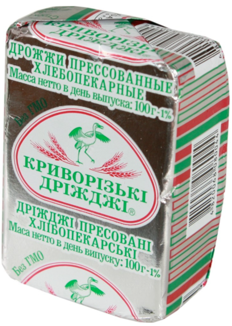 Дріжджі пресовані хлібопекарські Криворізькі дріжджі, 100г